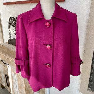 Focus 2000 Retro Bell Sleeve Fuchsia Jacket Size 12